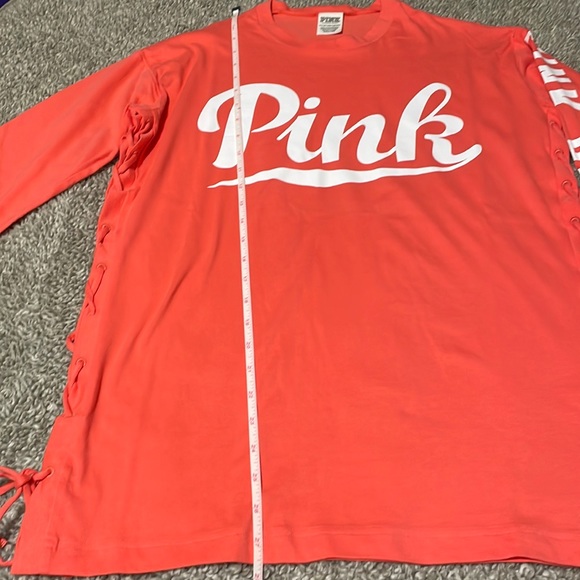 Ladies Pink Victoria Secret long sleeve orange draw string sides top Sz XS - Picture 9 of 13